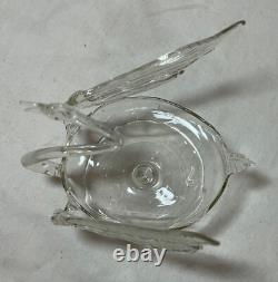 Vintage hand blown Murano art clear glass swan bird salt bowl cellar sculpture