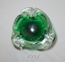 Vintage hand blown Murano control bubble art glass cigarette cigar ashtray Italy