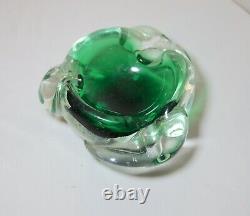 Vintage hand blown Murano control bubble art glass cigarette cigar ashtray Italy