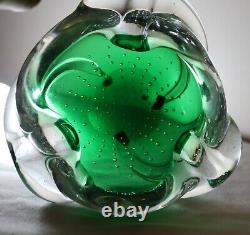 Vintage hand blown Murano control bubble art glass cigarette cigar ashtray Italy