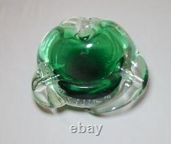 Vintage hand blown Murano control bubble art glass cigarette cigar ashtray Italy