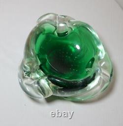 Vintage hand blown Murano control bubble art glass cigarette cigar ashtray Italy