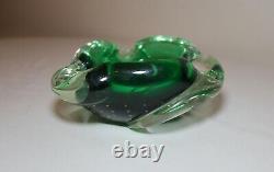 Vintage hand blown Murano control bubble art glass cigarette cigar ashtray Italy