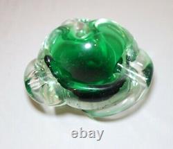 Vintage hand blown Murano control bubble art glass cigarette cigar ashtray Italy