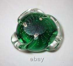 Vintage hand blown Murano control bubble art glass cigarette cigar ashtray Italy