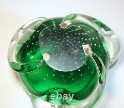 Vintage hand blown Murano control bubble art glass cigarette cigar ashtray Italy