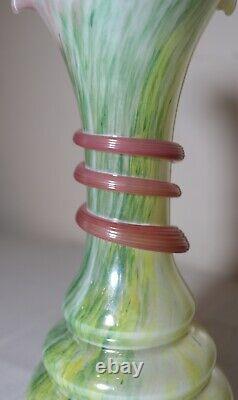 Vintage hand blown art studio carnival glass Italian Murano Venetian vase Italy