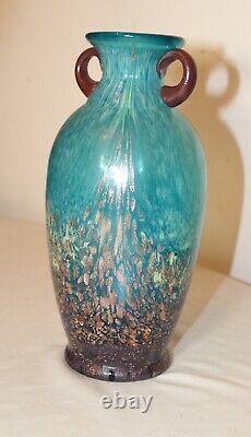 Vintage hand blown art studio glass gold flake Italian Murano Venetian vase