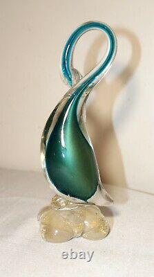 Vintage hand blown glass Murano Italian bird pelican gold flake statue sculpture