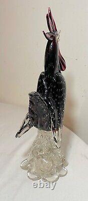 Vintage hand blown glass Murano Italian bird rooster chicken statue sculpture