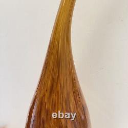 Vintage hand blown italian murano glass art vase amber tall swing top