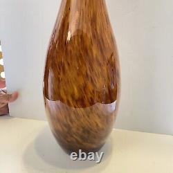 Vintage hand blown italian murano glass art vase amber tall swing top