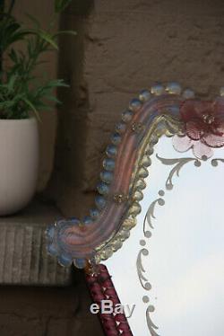 Vintage italian murano glass hand blown Make up vanity table mirror