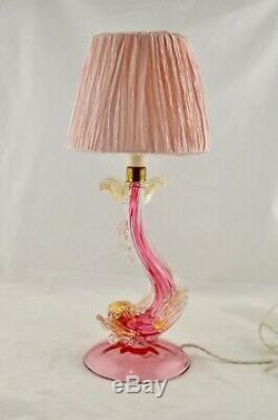 Vintage mid-century large Italian Murano glass Dolphin fish lamp with new wiring