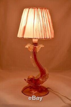 Vintage mid-century large Italian Murano glass Dolphin fish lamp with new wiring
