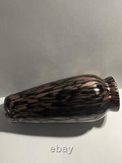 Vintage murano glass Italian Hand Blown Vetri Artistici Black, Gold Art Vase 15