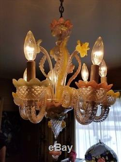 Vintage murano hand-blown glass chandelier
