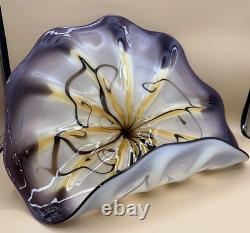Viz Glass Inc. Genuine Hand Blown Murano Style Art Glass Scallop Decor New