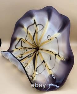 Viz Glass Inc. Genuine Hand Blown Murano Style Art Glass Scallop Decor New