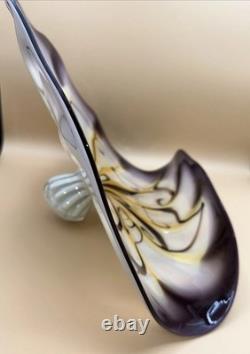 Viz Glass Inc. Genuine Hand Blown Murano Style Art Glass Scallop Decor New