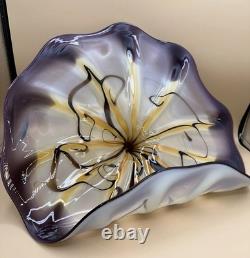 Viz Glass Inc. Genuine Hand Blown Murano Style Art Glass Scallop Decor New