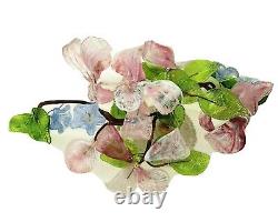 Vtg 40s Glass Flower Hand Blown Murano Art Glass Floral Bosnia Wire