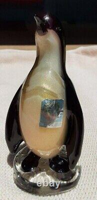 Vtg 60's Alfredo Barbini Murano Glass Gold Bust Penguin Collectable Mid-century