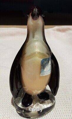 Vtg 60's Alfredo Barbini Murano Glass Gold Bust Penguin Collectable Mid-century