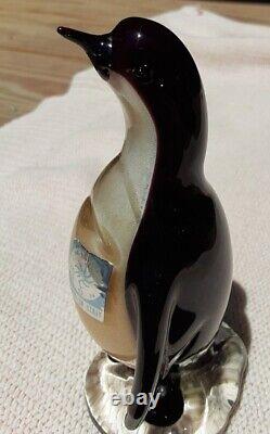 Vtg 60's Alfredo Barbini Murano Glass Gold Bust Penguin Collectable Mid-century