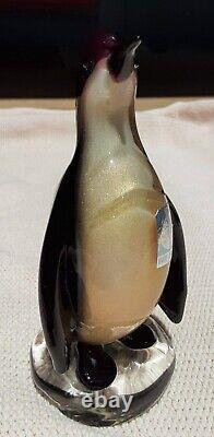 Vtg 60's Alfredo Barbini Murano Glass Gold Bust Penguin Collectable Mid-century