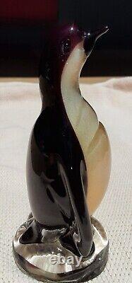 Vtg 60's Alfredo Barbini Murano Glass Gold Bust Penguin Collectable Mid-century