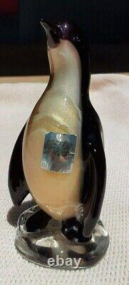 Vtg 60's Alfredo Barbini Murano Glass Gold Bust Penguin Collectable Mid-century