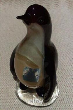 Vtg 60's Alfredo Barbini Murano Glass Gold Bust Penguin Collectable Mid-century