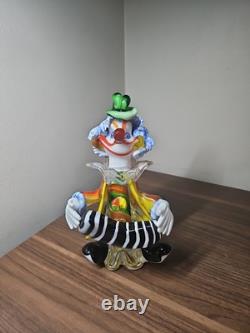 Vtg 9 Murano Art Glass Clown Vintage Hand Blown Accordion Music Band Green Hat