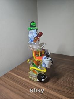 Vtg 9 Murano Art Glass Clown Vintage Hand Blown Accordion Music Band Green Hat