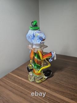 Vtg 9 Murano Art Glass Clown Vintage Hand Blown Accordion Music Band Green Hat