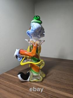 Vtg 9 Murano Art Glass Clown Vintage Hand Blown Accordion Music Band Green Hat