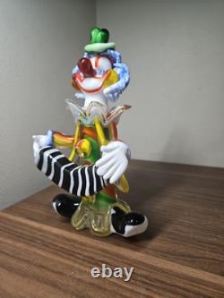 Vtg 9 Murano Art Glass Clown Vintage Hand Blown Accordion Music Band Green Hat