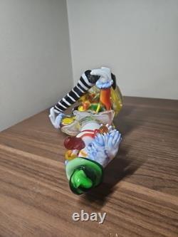 Vtg 9 Murano Art Glass Clown Vintage Hand Blown Accordion Music Band Green Hat