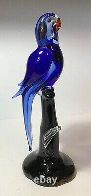 Vtg Arte Murano ICET Love Birds Sculpture Figurine Large Superb! Cobalt Blue