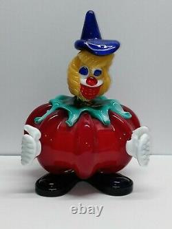 Vtg Authentic Murano Tomato Clown Hand Blown Glass Figurine