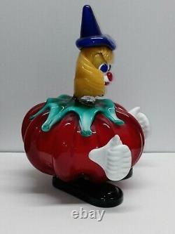 Vtg Authentic Murano Tomato Clown Hand Blown Glass Figurine