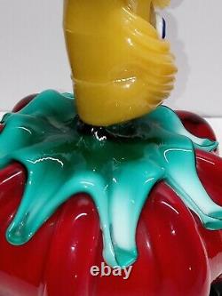 Vtg Authentic Murano Tomato Clown Hand Blown Glass Figurine