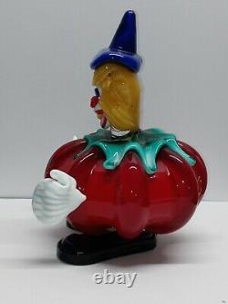 Vtg Authentic Murano Tomato Clown Hand Blown Glass Figurine