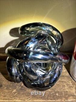 Vtg Beautiful Unique Hand Blown RARE Glass Murano Iridescent Infinity Knot