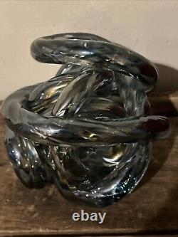 Vtg Beautiful Unique Hand Blown RARE Glass Murano Iridescent Infinity Knot