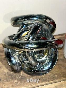 Vtg Beautiful Unique Hand Blown RARE Glass Murano Iridescent Infinity Knot