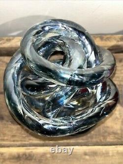 Vtg Beautiful Unique Hand Blown RARE Glass Murano Iridescent Infinity Knot