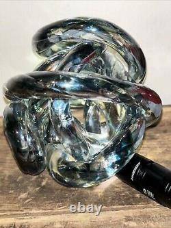 Vtg Beautiful Unique Hand Blown RARE Glass Murano Iridescent Infinity Knot