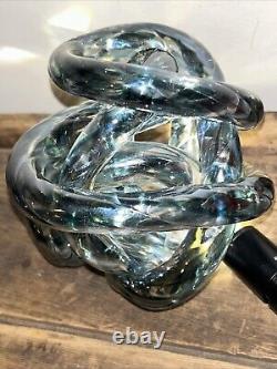 Vtg Beautiful Unique Hand Blown RARE Glass Murano Iridescent Infinity Knot